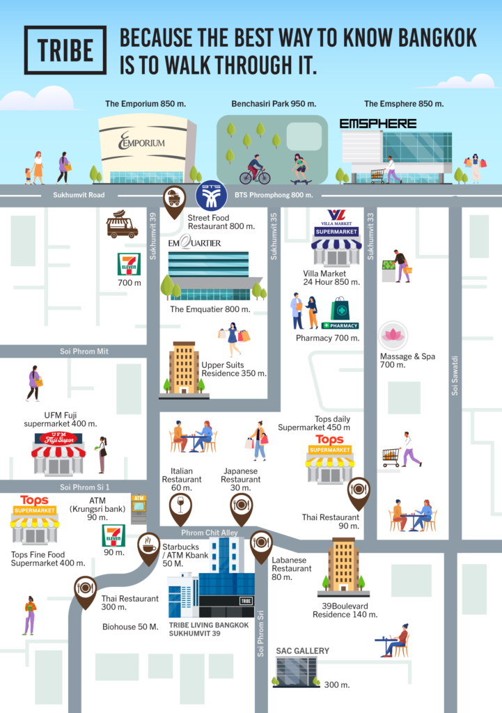 hotel map tribe living bangkok sukhumvit 39