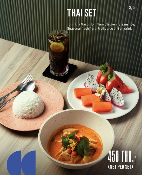 Authentic Thai Set menu featuring Tom Kha Gai for 450 THB net